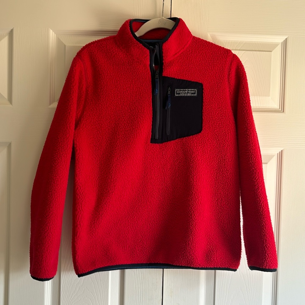 Vineyard Vines Boys Large Red Fleece Pullover